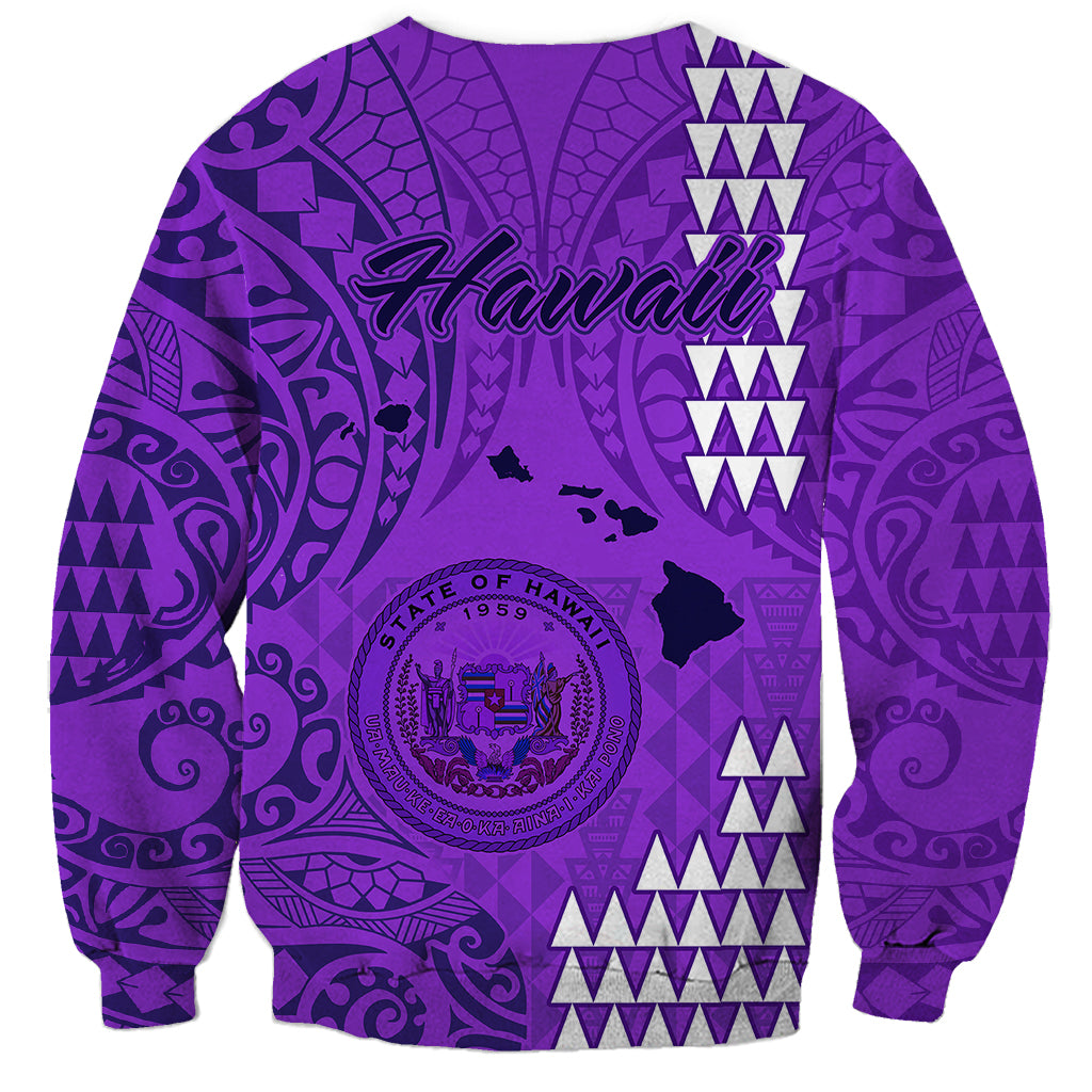 Maui Island Sweatshirt Kakau Tribal Mixed Polynesian Pattern Purple LT9 - Polynesian Pride