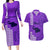 Personalised Maui Island Couples Matching Long Sleeve Bodycon Dress and Hawaiian Shirt Kakau Tribal Mixed Polynesian Pattern Purple LT9 Purple - Polynesian Pride