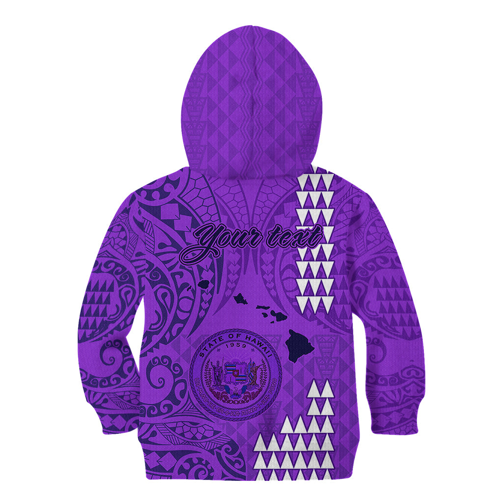 Personalised Maui Island Kid Hoodie Kakau Tribal Mixed Polynesian Pattern Purple LT9 - Polynesian Pride