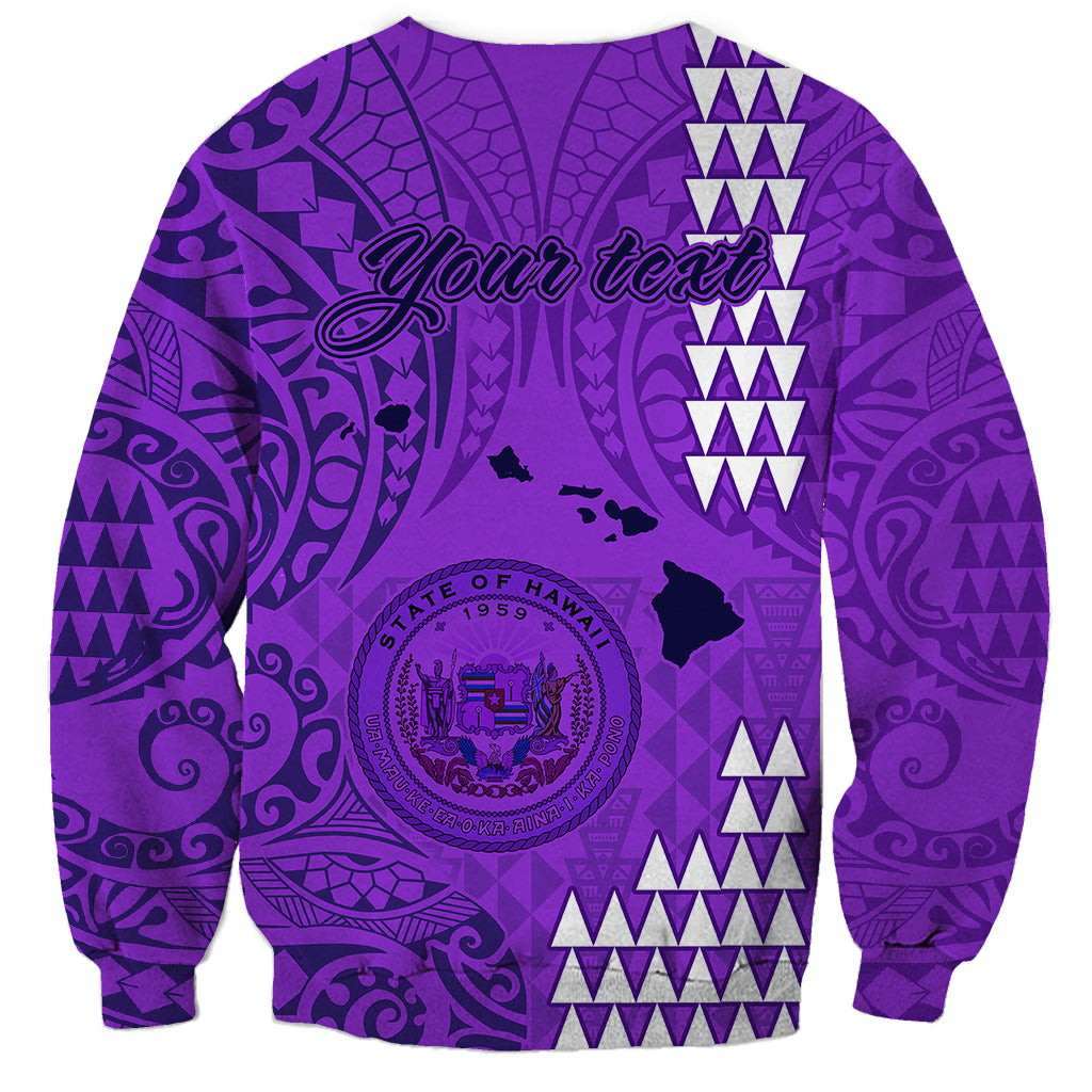 Personalised Maui Island Sweatshirt Kakau Tribal Mixed Polynesian Pattern Purple LT9 - Polynesian Pride
