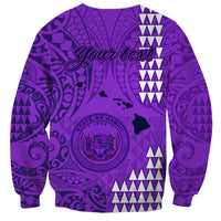 Personalised Maui Island Sweatshirt Kakau Tribal Mixed Polynesian Pattern Purple LT9 - Polynesian Pride