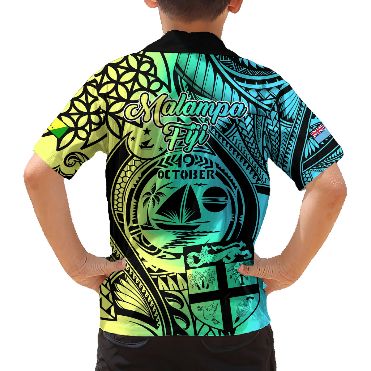 Malampa Fiji Day Kid Hawaiian Shirt Vanuatu Sand Drawing With Polynesian Pattern LT9 - Polynesian Pride