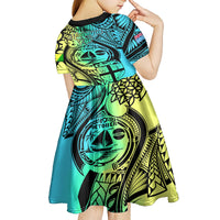 Malampa Fiji Day Kid Short Sleeve Dress Vanuatu Sand Drawing With Polynesian Pattern LT9 - Polynesian Pride