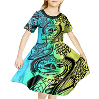 Malampa Fiji Day Kid Short Sleeve Dress Vanuatu Sand Drawing With Polynesian Pattern LT9 - Polynesian Pride