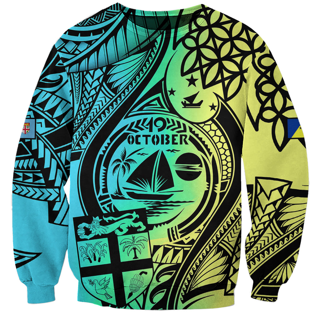 Malampa Fiji Day Sweatshirt Vanuatu Sand Drawing With Polynesian Pattern LT9 Unisex Black - Polynesian Pride