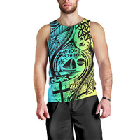 Personalised Malampa Fiji Day Men Tank Top Vanuatu Sand Drawing With Polynesian Pattern LT9 - Polynesian Pride