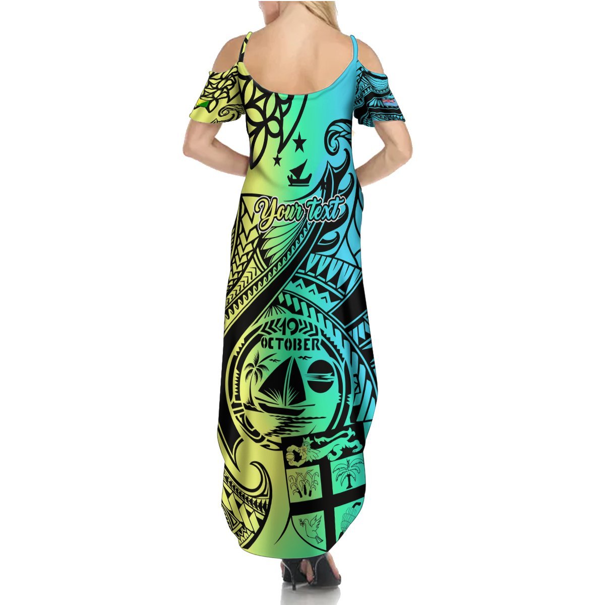 Personalised Malampa Fiji Day Summer Maxi Dress Vanuatu Sand Drawing With Polynesian Pattern LT9 - Polynesian Pride