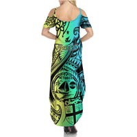 Personalised Malampa Fiji Day Summer Maxi Dress Vanuatu Sand Drawing With Polynesian Pattern LT9 - Polynesian Pride