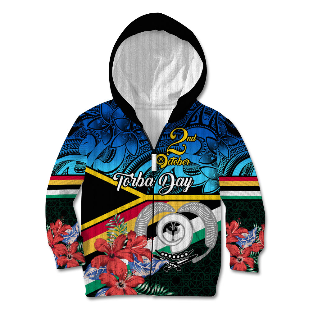 Personalised Torba Vanuatu Kid Hoodie Sand Drawing With Polynesian Pattern LT9 Zip Hoodie Black - Polynesian Pride
