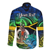 Personalised Malampa Day Long Sleeve Button Shirt Vanuatu Flowers with Malampa Emblem Tribal Pattern LT9 - Polynesian Pride