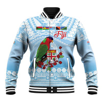 Melanesian Fiji Kula Bird Baseball Jacket with Tagimoucia Masi Tapa Pattern LT9 Unisex Blue - Polynesian Pride