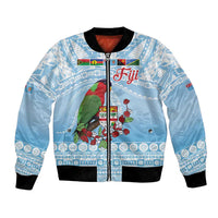 Melanesian Fiji Kula Bird Bomber Jacket with Tagimoucia Masi Tapa Pattern LT9 Unisex Blue - Polynesian Pride