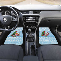 Melanesian Fiji Kula Bird Car Mats with Tagimoucia Masi Tapa Pattern LT9 Set 2pcs - Front Blue - Polynesian Pride