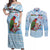 Melanesian Fiji Kula Bird Couples Matching Off Shoulder Maxi Dress and Long Sleeve Button Shirt with Tagimoucia Masi Tapa Pattern