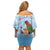 Melanesian Fiji Kula Bird Family Matching Off Shoulder Short Dress and Hawaiian Shirt with Tagimoucia Masi Tapa Pattern