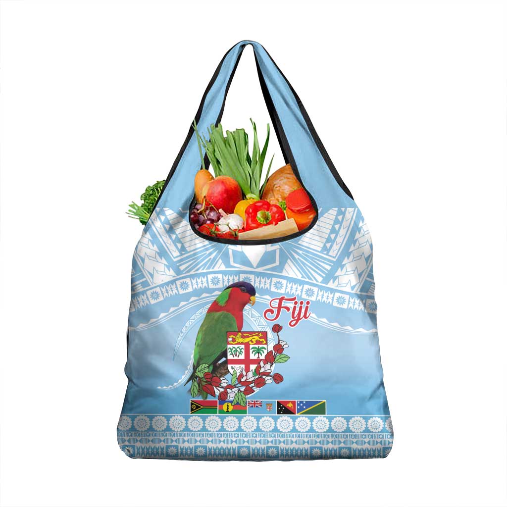 Melanesian Fiji Kula Bird Grocery Bag with Tagimoucia Masi Tapa Pattern LT9 1-pack One Size Blue - Polynesian Pride
