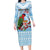 Melanesian Fiji Kula Bird Long Sleeve Bodycon Dress with Tagimoucia Masi Tapa Pattern