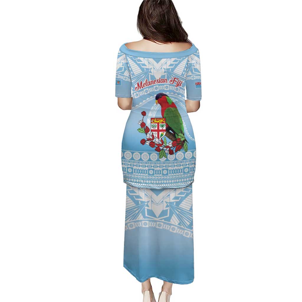 Melanesian Fiji Kula Bird Puletasi with Tagimoucia Masi Tapa Pattern LT9 - Polynesian Pride