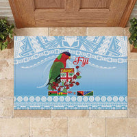 Melanesian Fiji Kula Bird Rubber Doormat with Tagimoucia Masi Tapa Pattern LT9 Blue - Polynesian Pride