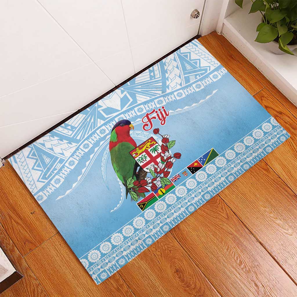 Melanesian Fiji Kula Bird Rubber Doormat with Tagimoucia Masi Tapa Pattern LT9 - Polynesian Pride