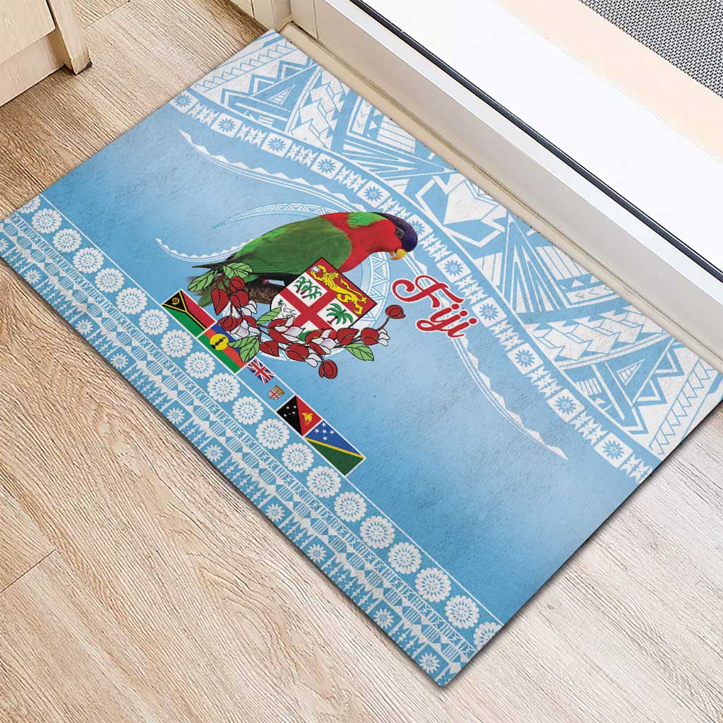 Melanesian Fiji Kula Bird Rubber Doormat with Tagimoucia Masi Tapa Pattern LT9 - Polynesian Pride