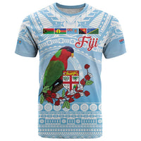 Melanesian Fiji Kula Bird T Shirt with Tagimoucia Masi Tapa Pattern LT9 Blue - Polynesian Pride