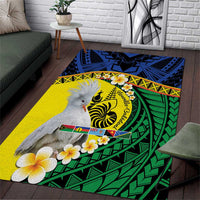 Melanesian New Caledonia Area Rug Plumeria Kagu Bird and Nautilus Shell LT9 Blue - Polynesian Pride