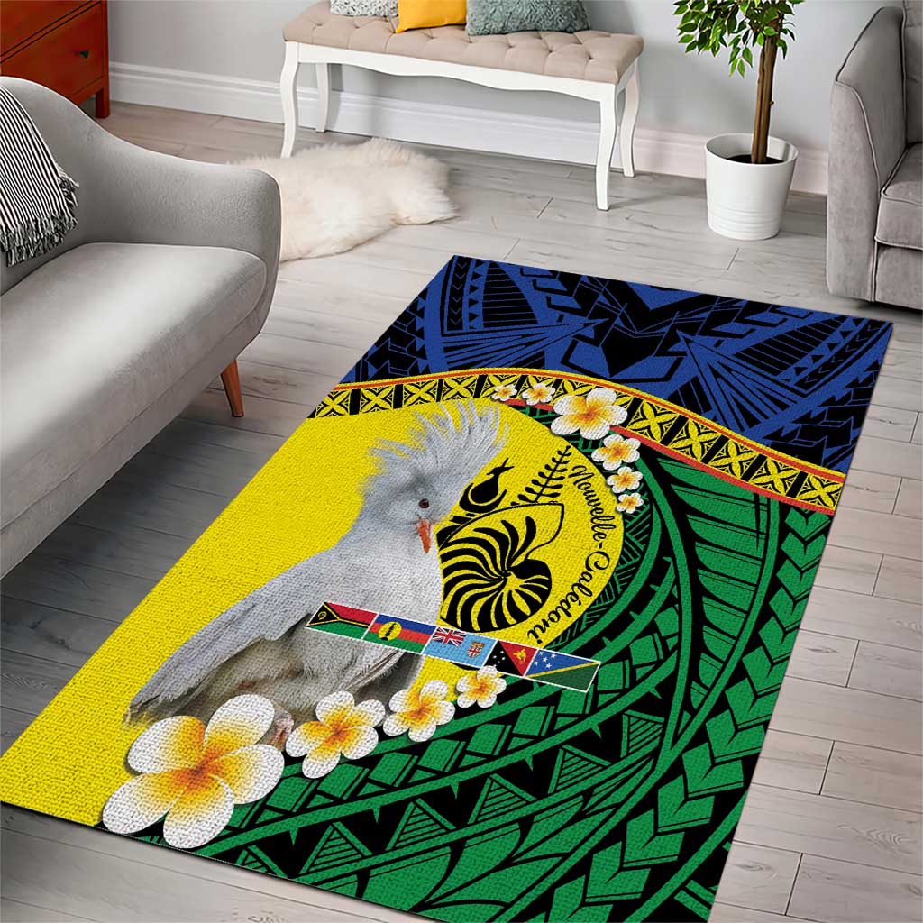 Melanesian New Caledonia Area Rug Plumeria Kagu Bird and Nautilus Shell LT9 - Polynesian Pride