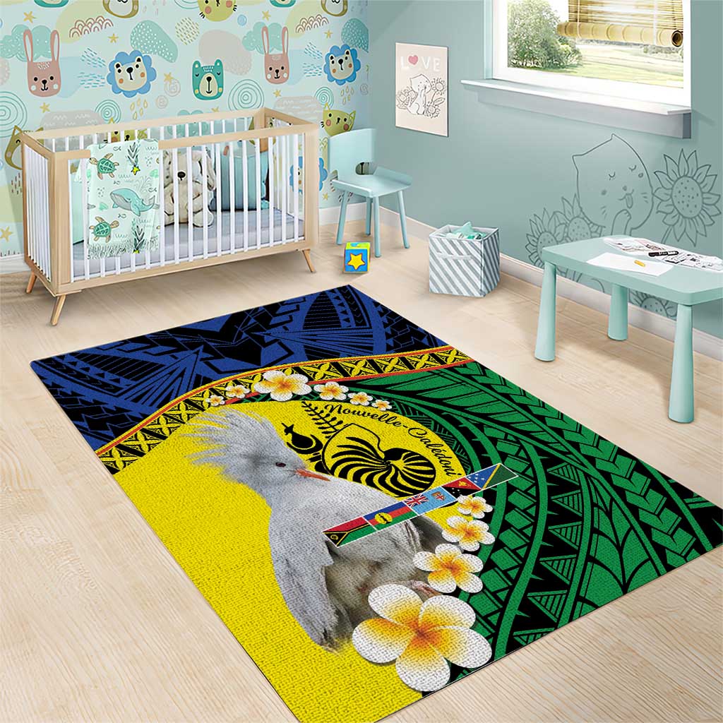 Melanesian New Caledonia Area Rug Plumeria Kagu Bird and Nautilus Shell LT9 - Polynesian Pride