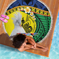 Melanesian New Caledonia Beach Blanket Plumeria Kagu Bird and Nautilus Shell LT9 - Polynesian Pride