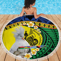 Melanesian New Caledonia Beach Blanket Plumeria Kagu Bird and Nautilus Shell LT9 - Polynesian Pride