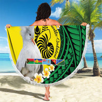 Melanesian New Caledonia Beach Blanket Plumeria Kagu Bird and Nautilus Shell LT9 - Polynesian Pride