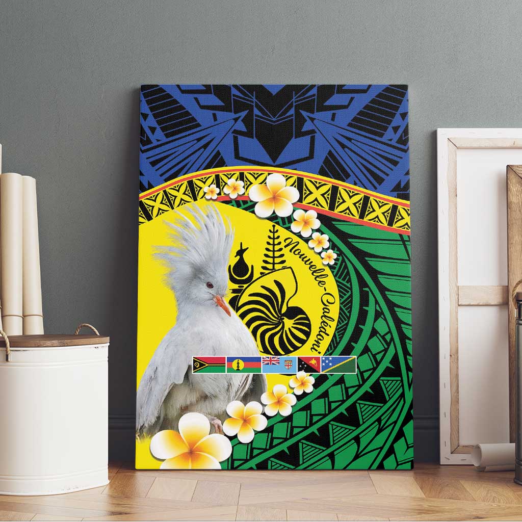 Melanesian New Caledonia Canvas Wall Art Plumeria Kagu Bird and Nautilus Shell LT9 - Polynesian Pride