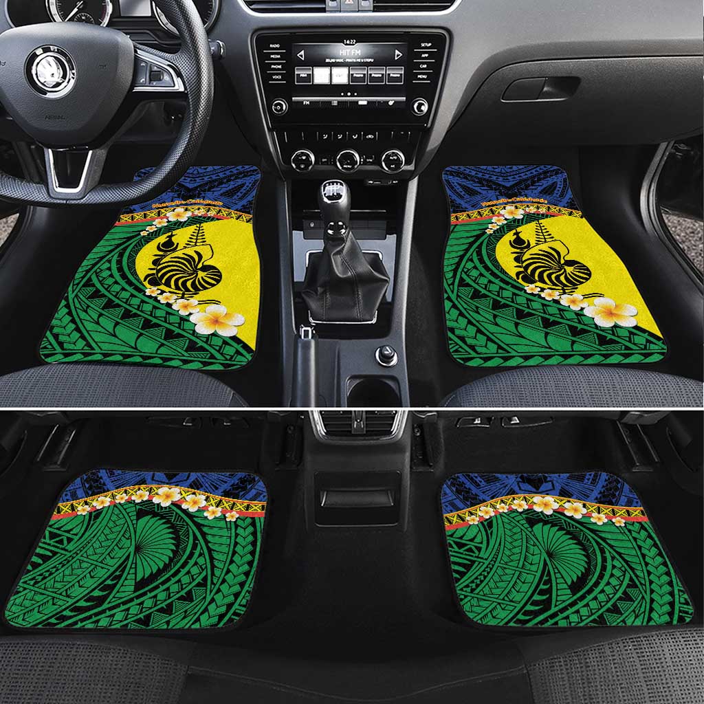 Melanesian New Caledonia Car Mats Plumeria Kagu Bird and Nautilus Shell LT9 Set 4pcs Blue - Polynesian Pride