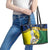 Melanesian New Caledonia Leather Tote Bag Plumeria Kagu Bird and Nautilus Shell