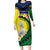 Melanesian New Caledonia Long Sleeve Bodycon Dress Plumeria Kagu Bird and Nautilus Shell