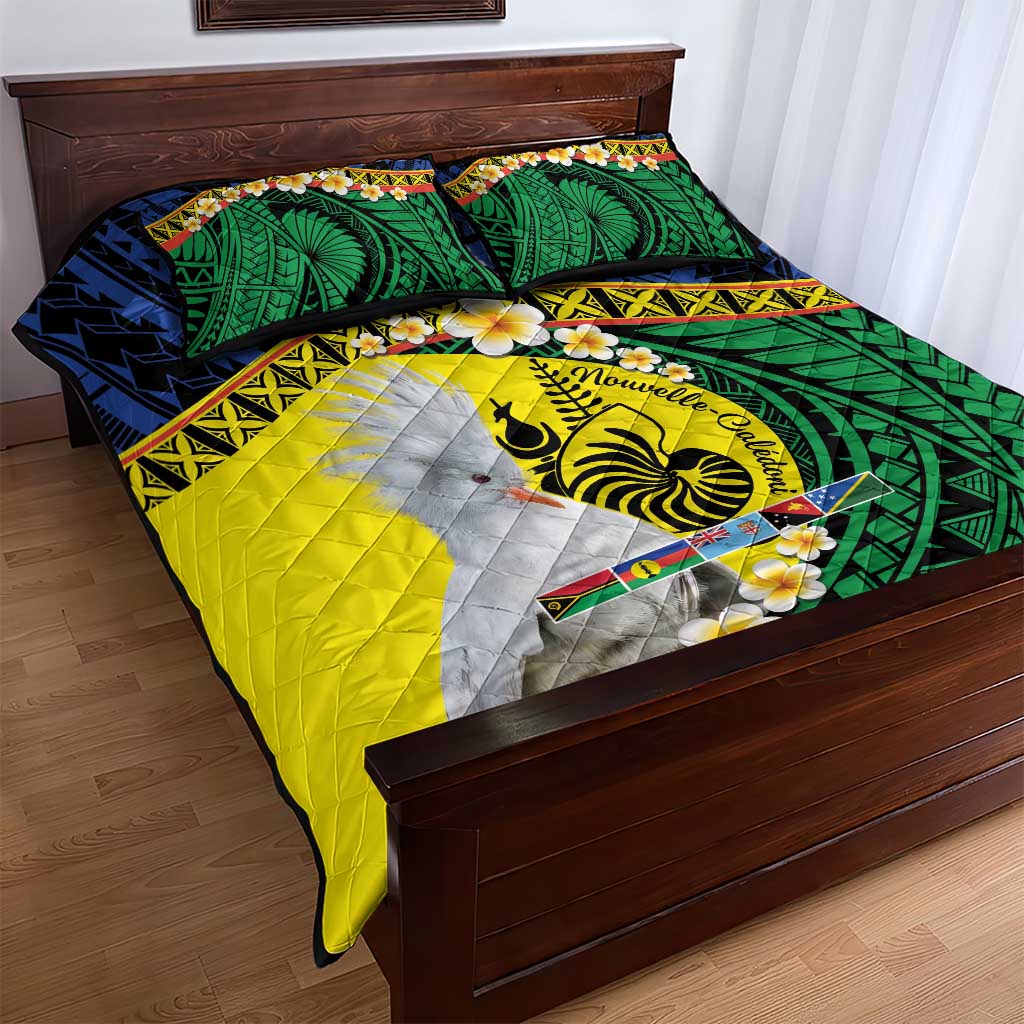 Melanesian New Caledonia Quilt Bed Set Plumeria Kagu Bird and Nautilus Shell LT9 - Polynesian Pride