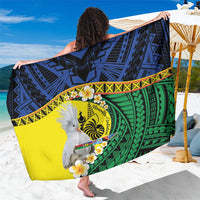 Melanesian New Caledonia Sarong Plumeria Kagu Bird and Nautilus Shell LT9 One Size 44 x 66 inches Blue - Polynesian Pride