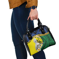 Melanesian New Caledonia Shoulder Handbag Plumeria Kagu Bird and Nautilus Shell LT9 - Polynesian Pride