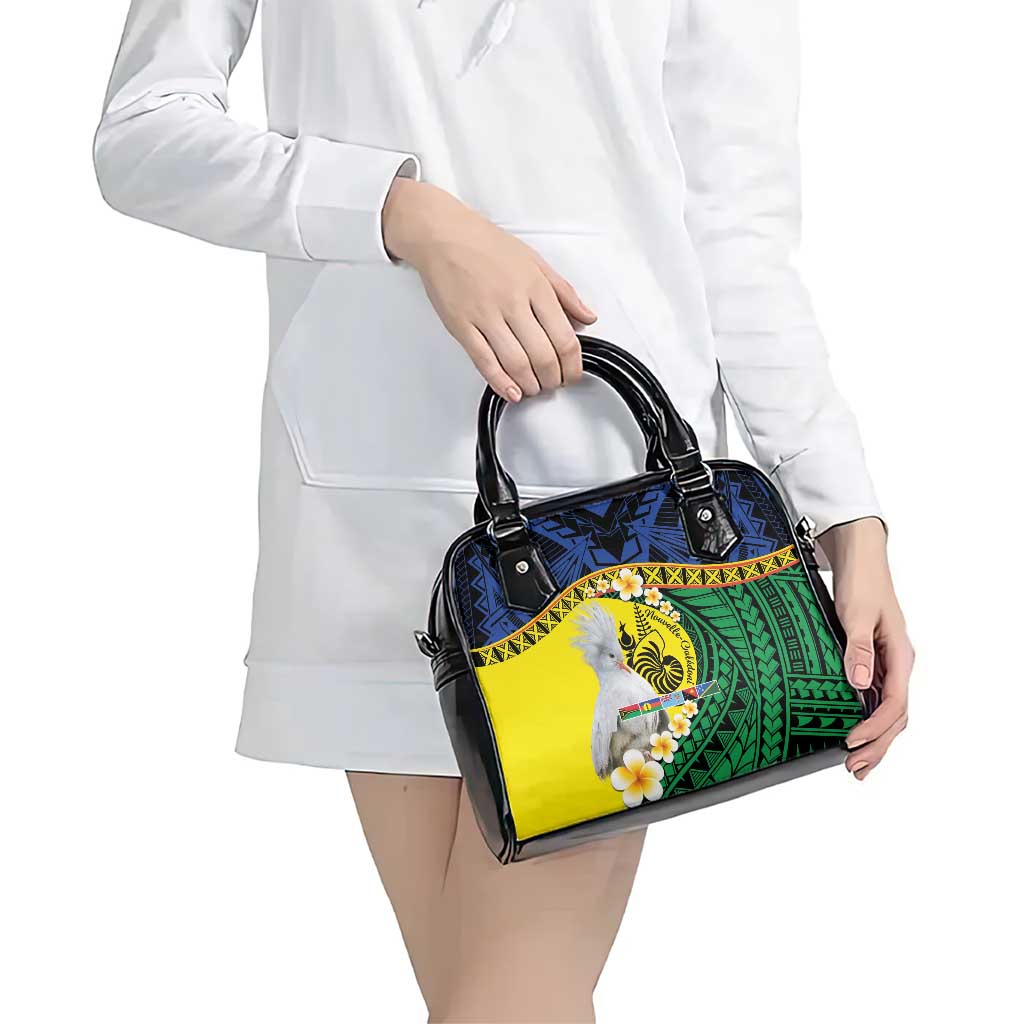Melanesian New Caledonia Shoulder Handbag Plumeria Kagu Bird and Nautilus Shell LT9 - Polynesian Pride