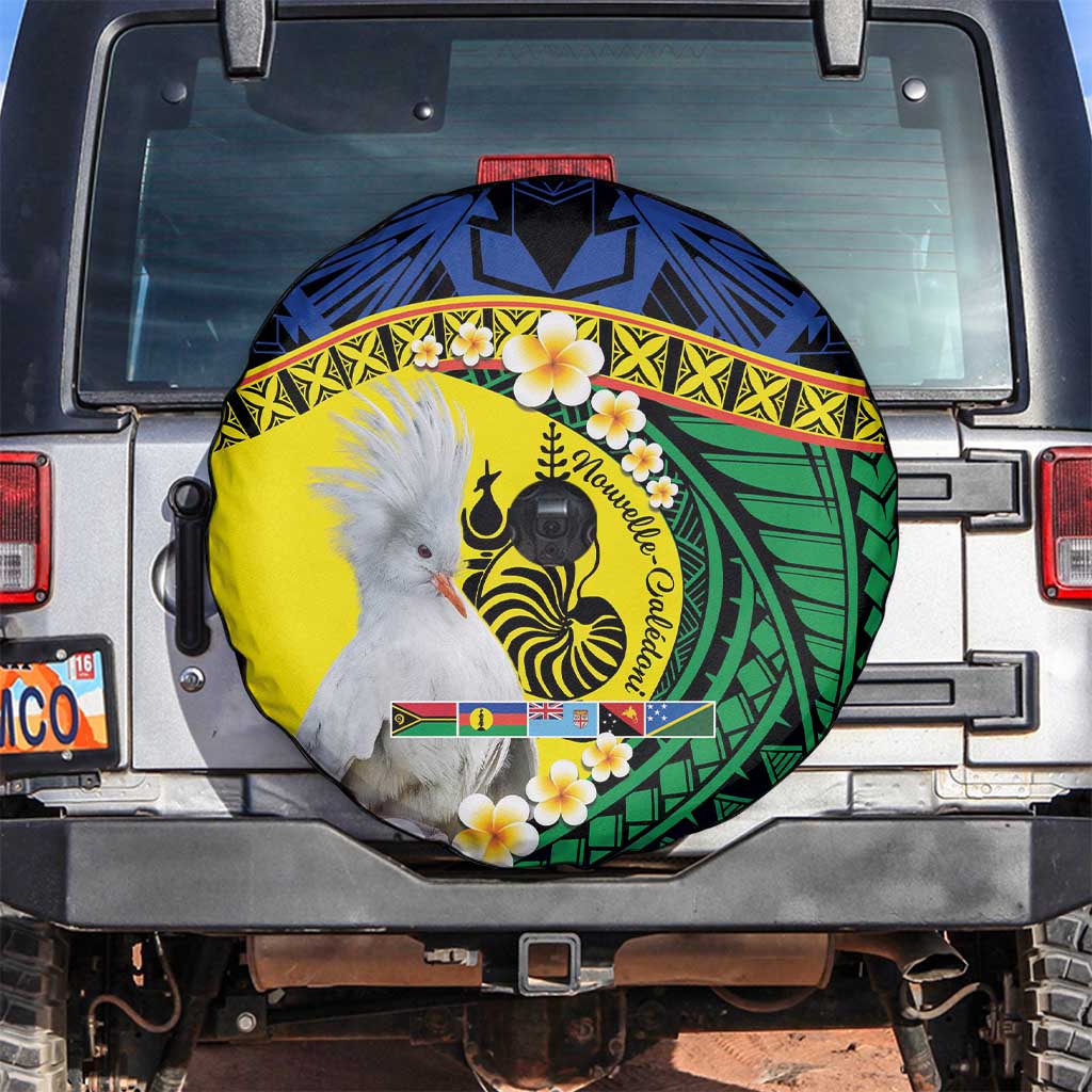 Melanesian New Caledonia Spare Tire Cover Plumeria Kagu Bird and Nautilus Shell