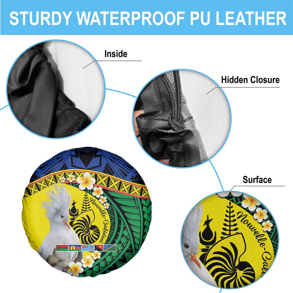 Melanesian New Caledonia Spare Tire Cover Plumeria Kagu Bird and Nautilus Shell LT9 - Polynesian Pride