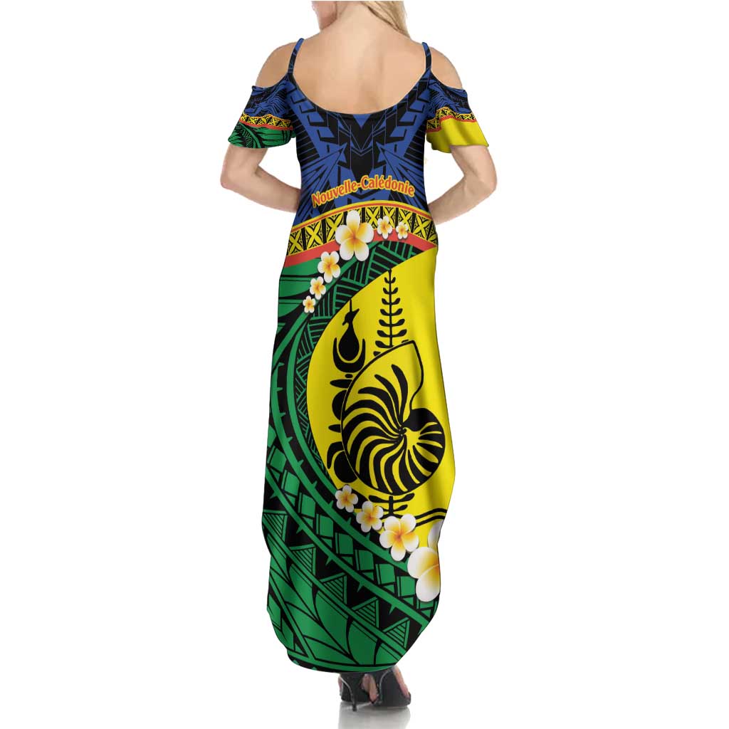 Melanesian New Caledonia Summer Maxi Dress Plumeria Kagu Bird and Nautilus Shell LT9 - Polynesian Pride