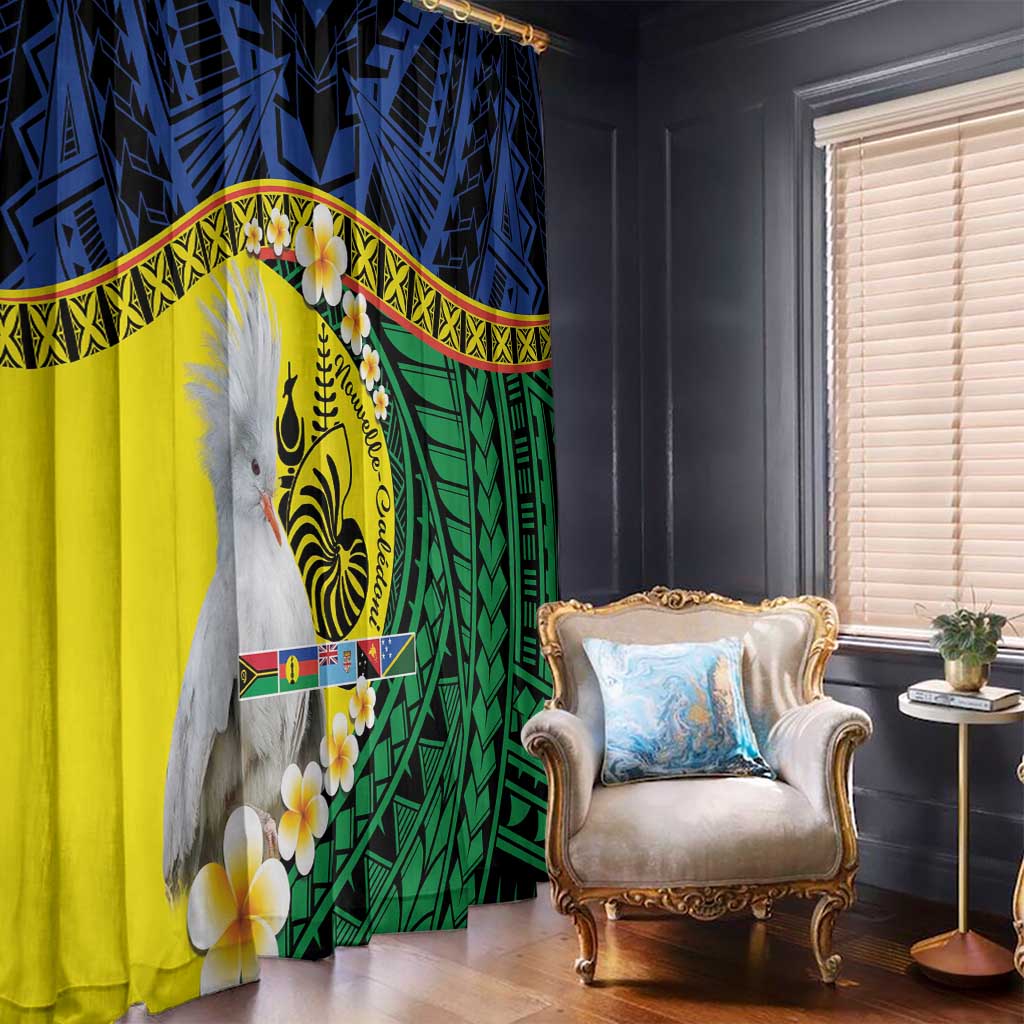 Melanesian New Caledonia Window Curtain Plumeria Kagu Bird and Nautilus Shell LT9 - Polynesian Pride