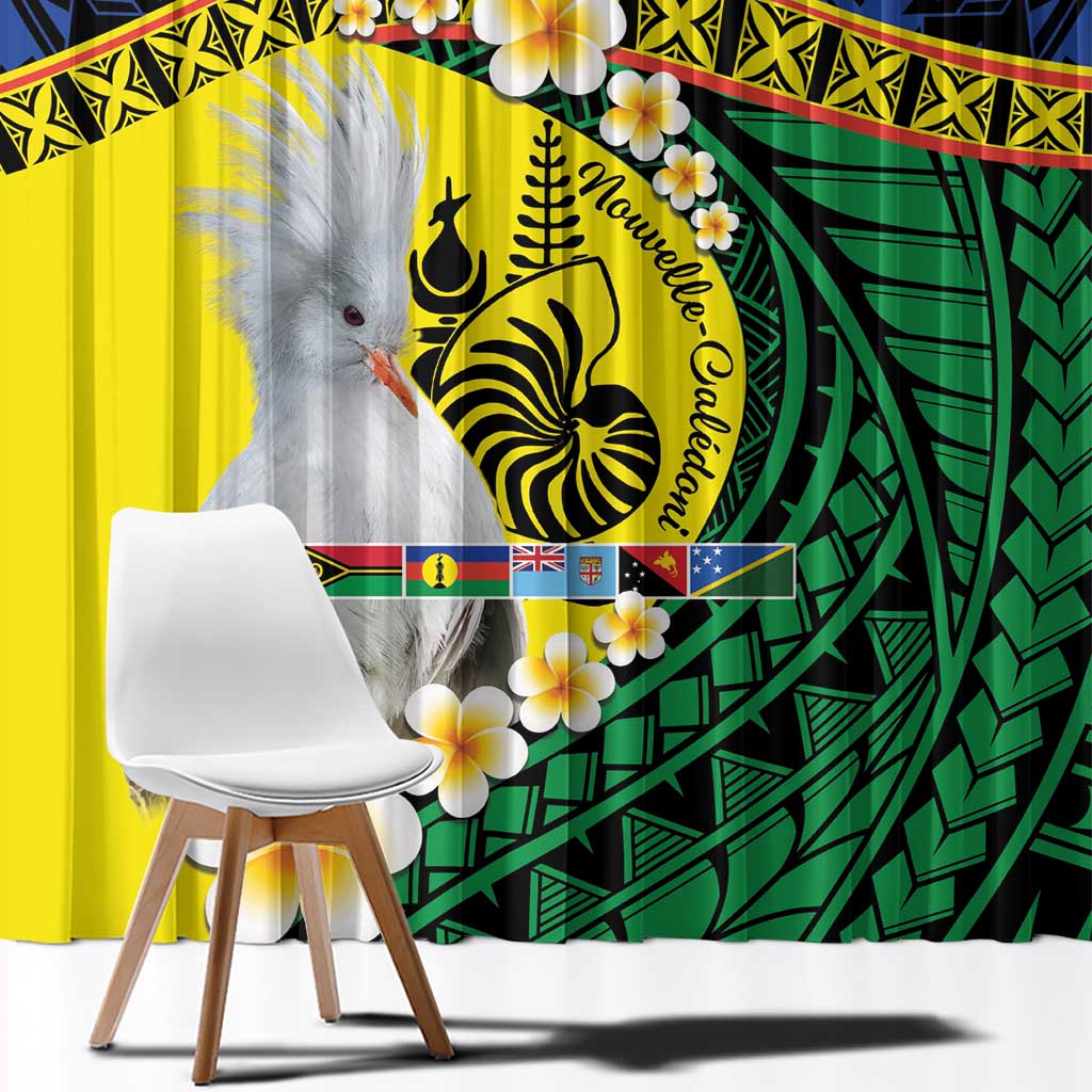 Melanesian New Caledonia Window Curtain Plumeria Kagu Bird and Nautilus Shell LT9 - Polynesian Pride