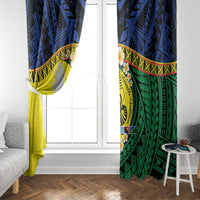 Melanesian New Caledonia Window Curtain Plumeria Kagu Bird and Nautilus Shell LT9 - Polynesian Pride