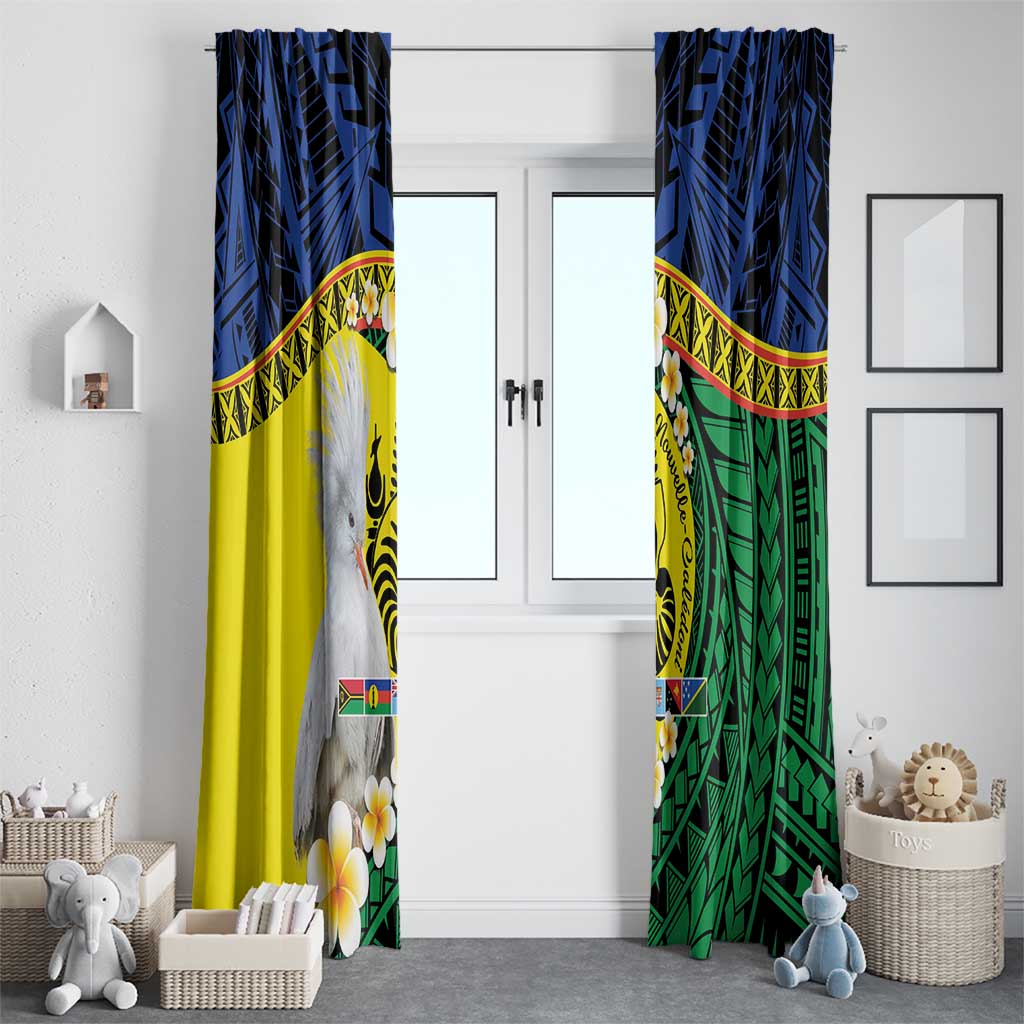 Melanesian New Caledonia Window Curtain Plumeria Kagu Bird and Nautilus Shell LT9 - Polynesian Pride