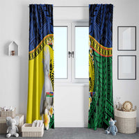 Melanesian New Caledonia Window Curtain Plumeria Kagu Bird and Nautilus Shell LT9 - Polynesian Pride