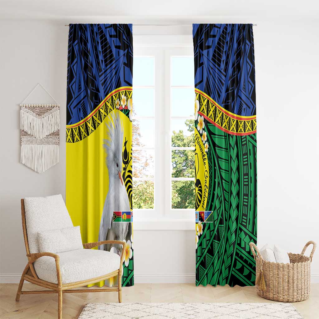 Melanesian New Caledonia Window Curtain Plumeria Kagu Bird and Nautilus Shell LT9 - Polynesian Pride