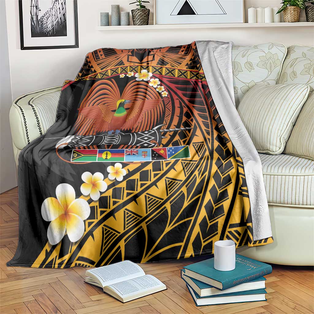 Melanesian Papua New Guinea Blanket Plumeria Bird of Paradise Tribal LT9 Red - Polynesian Pride